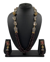 Designer Semi Precious Garnet Beaded Jewellery Necklace Set For Woman |  Beads Jewellery